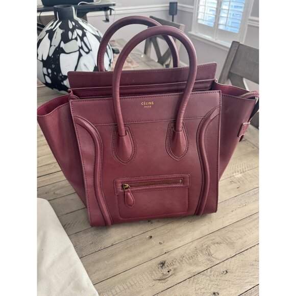 Céline Mini Luggage Tote Bag Smooth Burgundy Calfskin Leather - Picture 1 of 12
